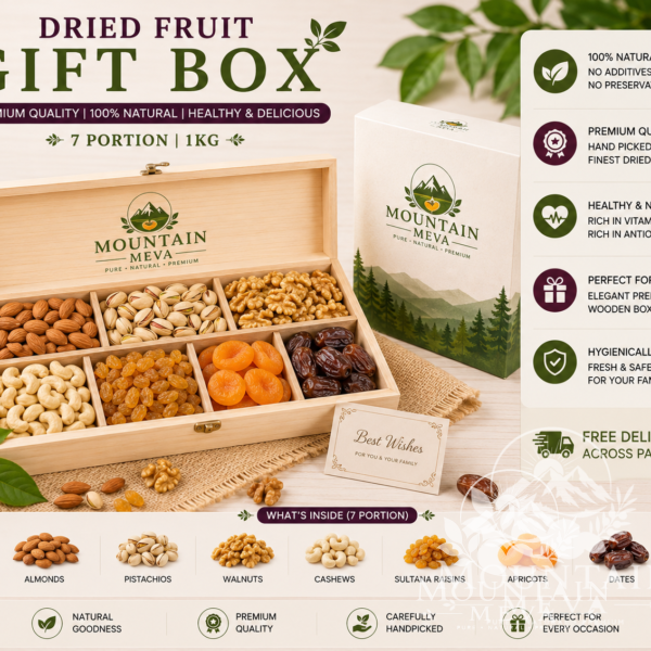 Dry fruit gift box 7 portion | premium wooden box pakistan